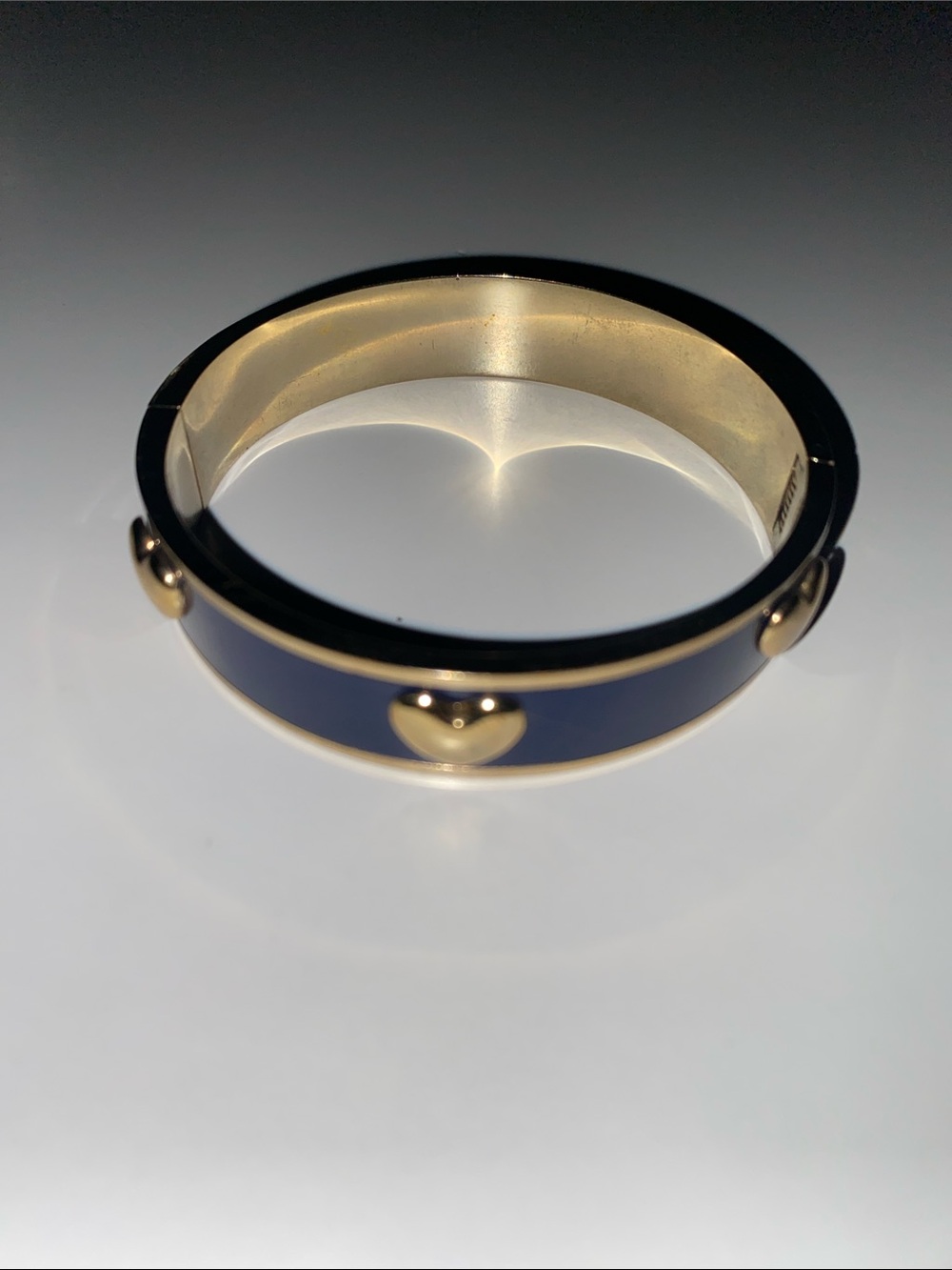 Gold-Tone Navy Heart Accent Bangle Bracelet